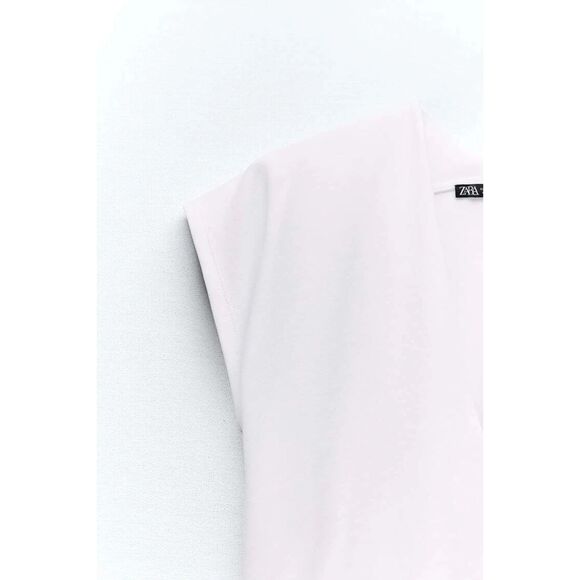 White Zara Deep V-Neck Sleeveless Pullover Top (NWT) - Picture 9 of 11